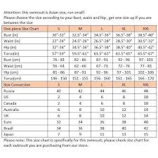 Size Chart For Different Countries One Piece Swimsuit