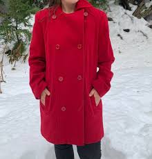 Burgandy Winter Pea Coat Jacket