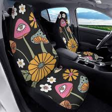 Retro Mushroom Magenta Car Seat Cover