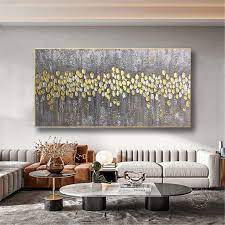 Gold Silver Art Abstract Painting On
