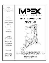 Marcy Home Gym Mwm 1600 Impex Fitness Product Catalog