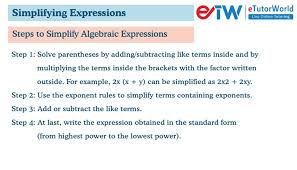 How To Simplify An Algebraic Expression