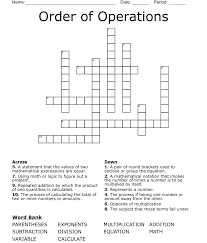 Order Of Operations Crossword Wordmint