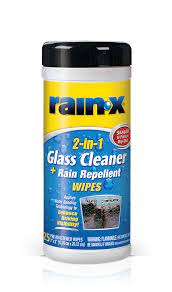 glass cleaner with rain repellent wipes