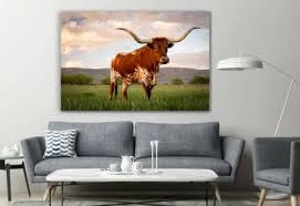 Longhorn Texas Landscape Canvas Décor