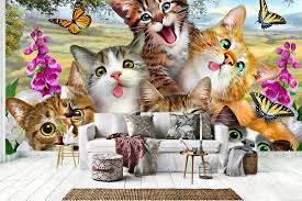 3d Cute Cats Wallpaper Self Adhesive