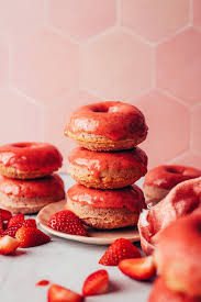 easy baked strawberry donuts vegan
