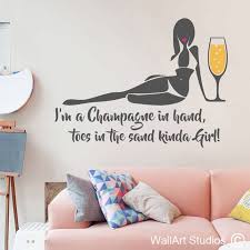 Champagne Girl Wall Decal Quote Vinyl