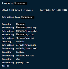extract rar files in ubuntu linux