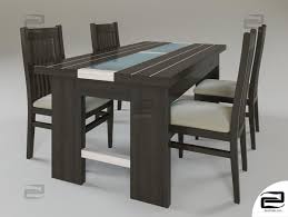 dining table with chairs 3d model free