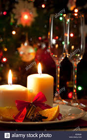 Christmas Fruit Decoration Candles Cinnamon Sticks And Pieces Of Stock Photo Alamy