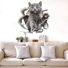 Funny Cat Wall Stickers 3d Animal