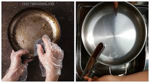 stainless steel pans with stains