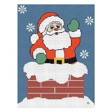 Santa Claus In Chimney Too Cute Crochet Pattern Graph For Afghan Blanket Christmas Holidays