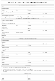 015 New Business Account Application Form Template Credit