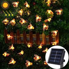 6 5m 30 Leds Bee Solar Powered Warm White Outdoor Garden Decorative String Light Fairy Lamp With 100ma 1 2v Solar Panel