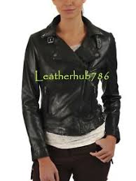 Details About Women Zipper Jacket 100 Real Lambskin Black Leather Party Casual Designer 44
