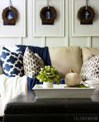 fall decor in navy and blue