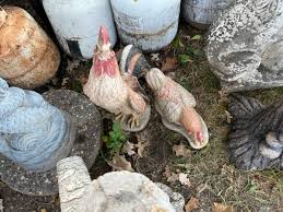Vintage Concrete Garden Rooster Hen