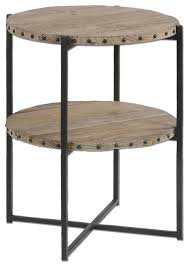 2 Tier Recycled Wood Iron Accent Table