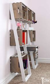 leaning crate ladder bookshelf and desk