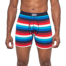 Saxx Underwear Navy Red Cabana Stripe Ultra Boxer Briefs