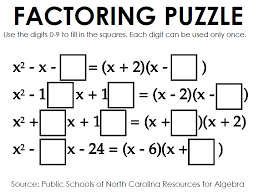 factoring puzzle for quadratic