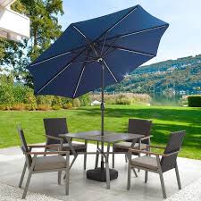 Patio Festival 8 8 Ft Fabric Patio Umbrella In Blue With Base