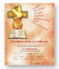 confirmation certificate with gifts of
