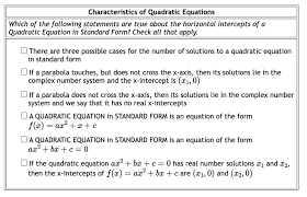 Characteristics Of Quadratic Equations