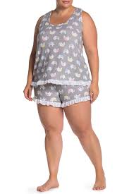 Pj Couture Elephant Print Lace Trim Tank Shorts 2 Piece Pajama Set Plus Size Nordstrom Rack
