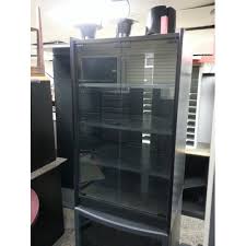 Black Stereo Cabinet With Glass Doors
