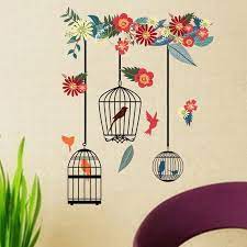 Flower Birdcage Wall Stickers For