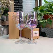 Customised Iridescent Wine Glass Pair