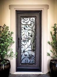 Wrought Iron Single Entry Doors Front