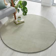 Concise and elegant small round faux fur rug for interior decoration made in china. Buy Online Cleo Dried Sage Plain Circle Rug Therugshopuk