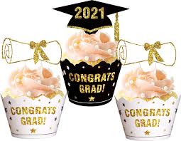 You can include pictures and videos reflecting on your achievements and memories throughout your time in school. Amazon Com 96pcs 2021 Graduation Cupcake Toppers Wrappers Congrats Grad Party Supplies Cake Decorations Kitchen Dining