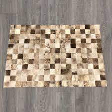 mixed taupe patchwork cowhide rug