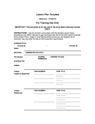 army lesson plan template form fill