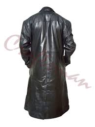 Mens Winter Black Leather Trench Coat