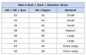 clothing size conversion charts for
