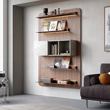 5 Tier Modern Walnut Floating Bookshelf