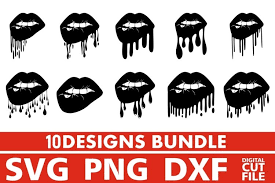 10x dripping lips bundle svg biting