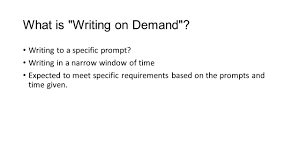 bell ringer on a sheet of paper write a thesis statement that what is writing on demand writing to a specific prompt