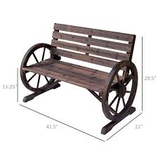 Outsunny Wooden Wagon Wheel Bench