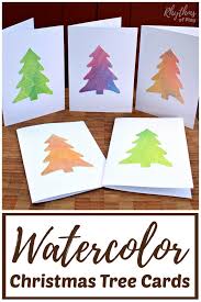 The card reads, happy holidays in a beautiful script. Homemade Watercolor Christmas Tree Cards Rhythms Of Play