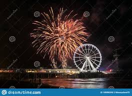 Fireworks Light Up The Sky Over The Beach In Scheveningen