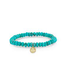 Men's Collection Gold & Diamond Buddha Coin on Turquoise