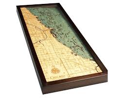 Wooden Bathymetric Water Depth Charts For Various Bodies Of Water