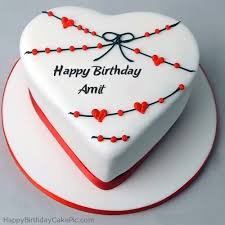 heart happy birthday cake for amit